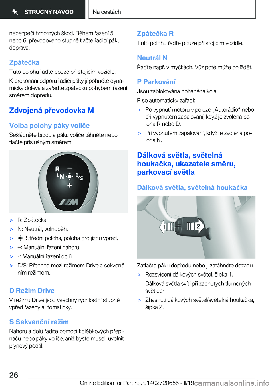 BMW M2 2020  Návod na použití (in Czech) �n�e�b�e�z�p�e�č�