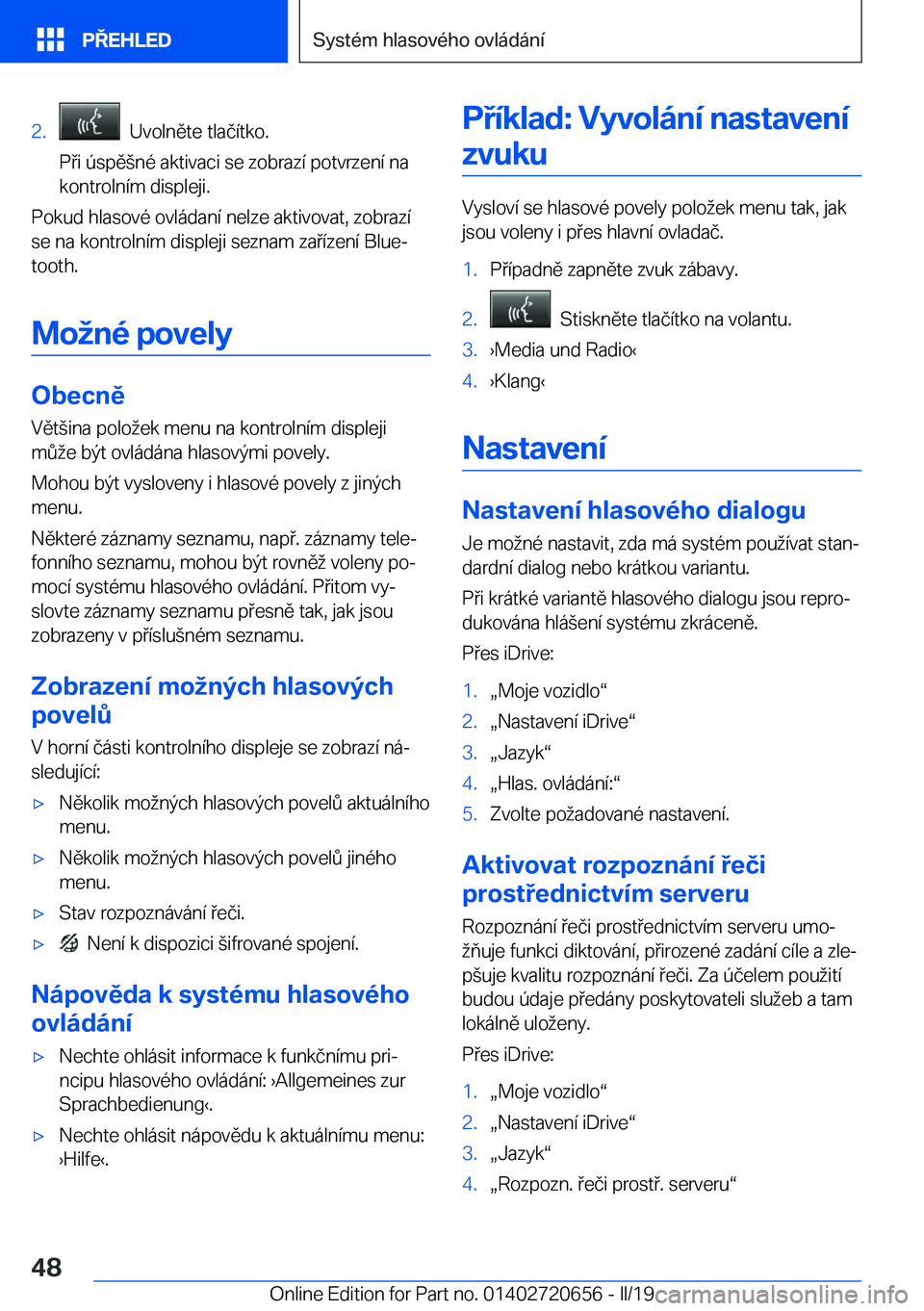 BMW M2 2020  Návod na použití (in Czech) �2�.���U�v�o�l�n�