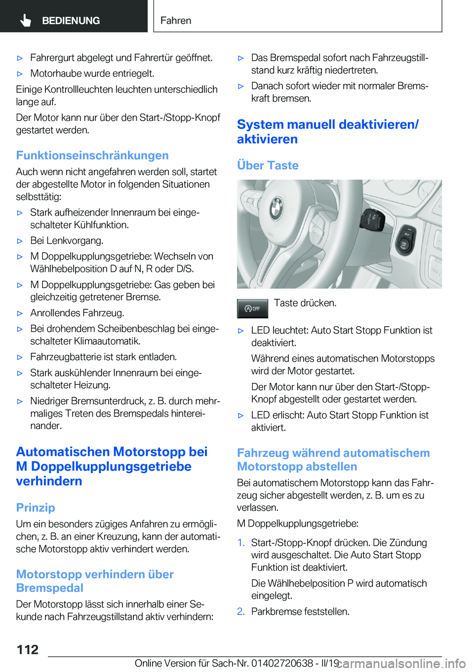 BMW M2 2020  Betriebsanleitungen (in German) 'x�F�a�h�r�e�r�g�u�r�t��a�b�g�e�l�e�g�t��u�n�d��F�a�h�r�e�r�t�