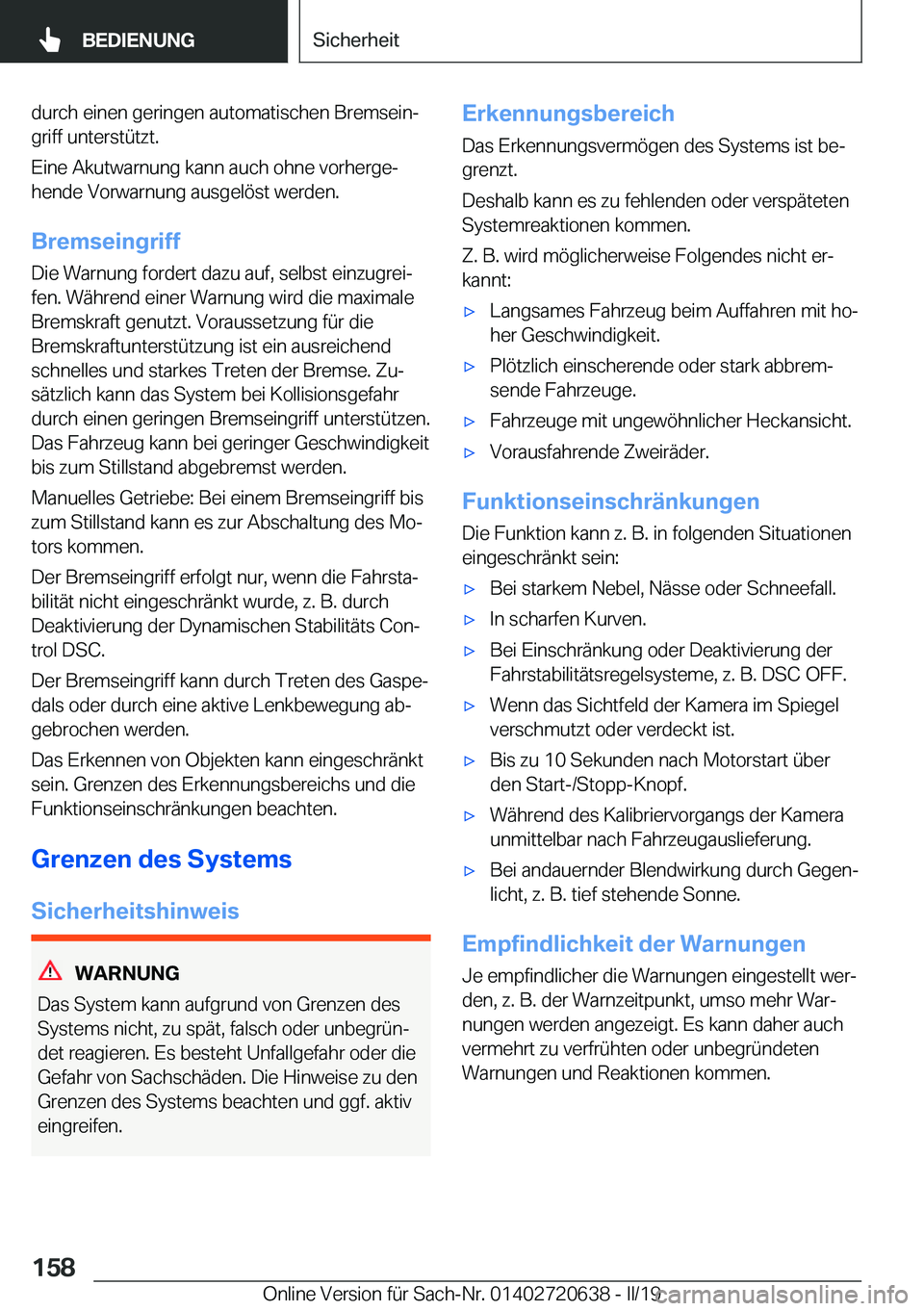 BMW M2 2020  Betriebsanleitungen (in German) �d�u�r�c�h��e�i�n�e�n��g�e�r�i�n�g�e�n��a�u�t�o�m�a�t�i�s�c�h�e�n��B�r�e�m�s�e�i�nj�g�r�i�f�f��u�n�t�e�r�s�t�
