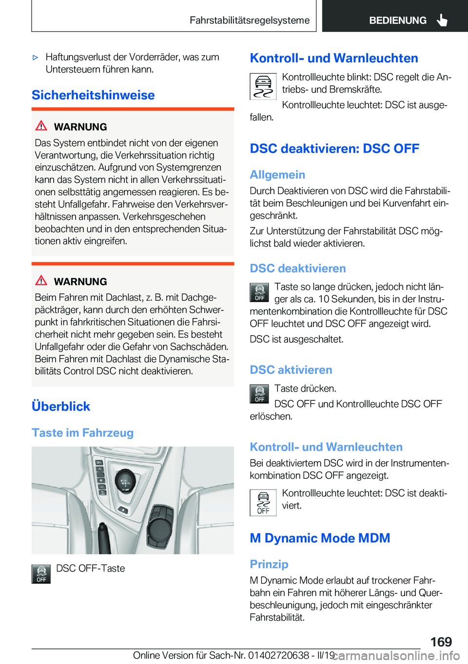 BMW M2 2020  Betriebsanleitungen (in German) 'x�H�a�f�t�u�n�g�s�v�e�r�l�u�s�t��d�e�r��V�o�r�d�e�r�r�