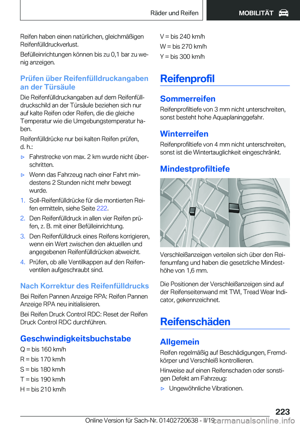 BMW M2 2020  Betriebsanleitungen (in German) �R�e�i�f�e�n��h�a�b�e�n��e�i�n�e�n��n�a�t�
