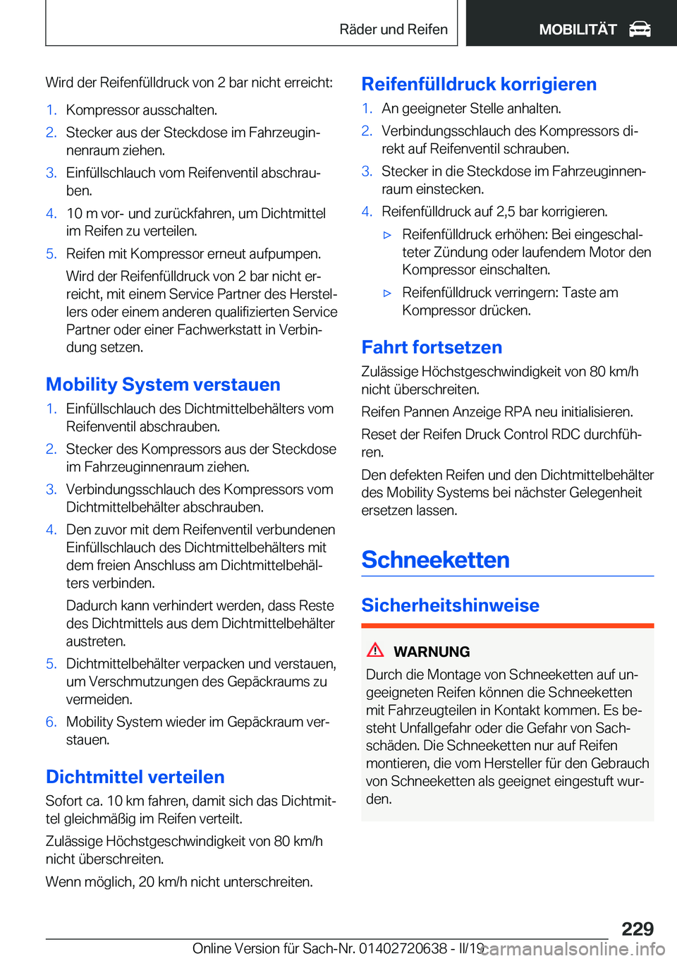 BMW M2 2020  Betriebsanleitungen (in German) �W�i�r�d��d�e�r��R�e�i�f�e�n�f�