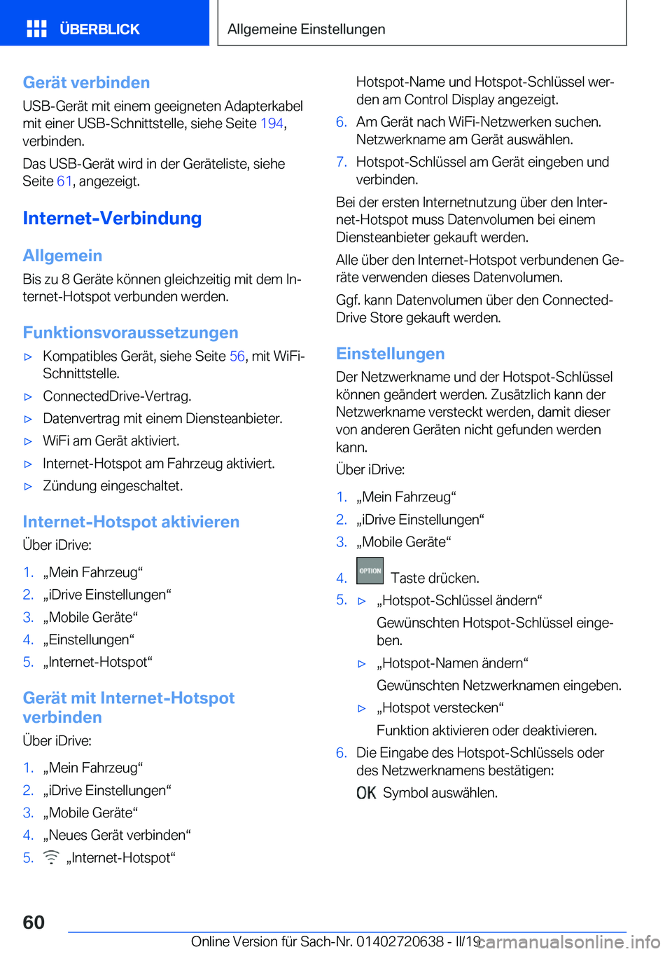 BMW M2 2020  Betriebsanleitungen (in German) �G�e�r�