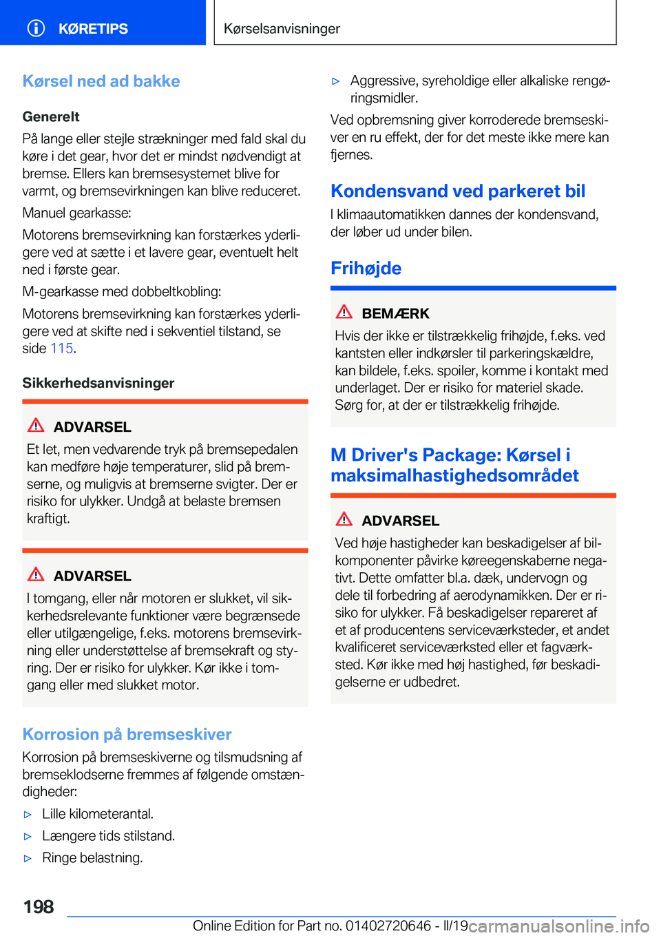 BMW M2 2020  InstruktionsbØger (in Danish) �K�