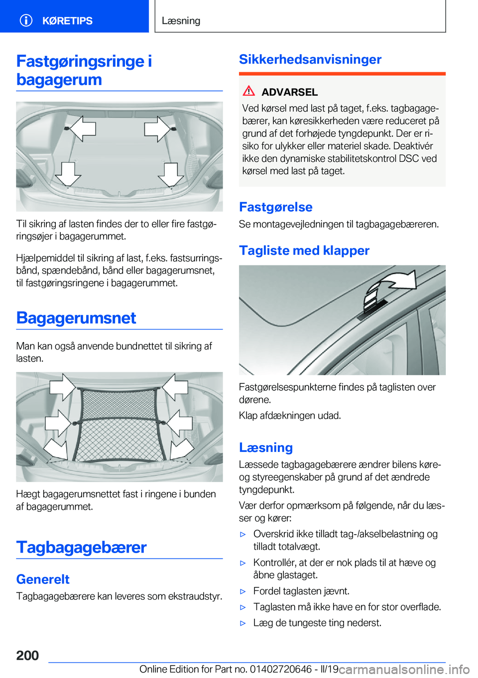 BMW M2 2020  InstruktionsbØger (in Danish) �F�a�s�t�g�