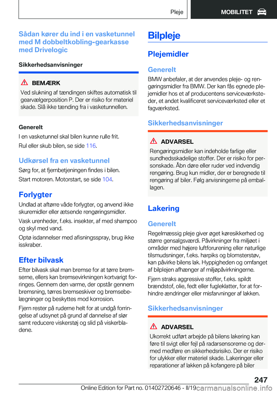 BMW M2 2020  InstruktionsbØger (in Danish) �S�å�d�a�n��k�