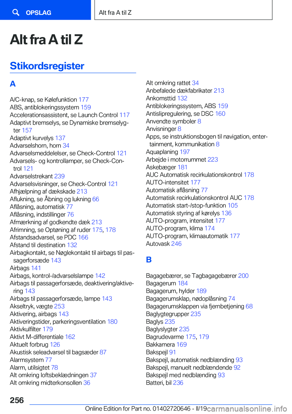 BMW M2 2020  InstruktionsbØger (in Danish) �A�l�t��f�r�a��A��t�i�l��Z�S�t�i�k�o�r�d�s�r�e�g�i�s�t�e�r�A�A�/�C�-�k�n�a�p�,��s�e��K�