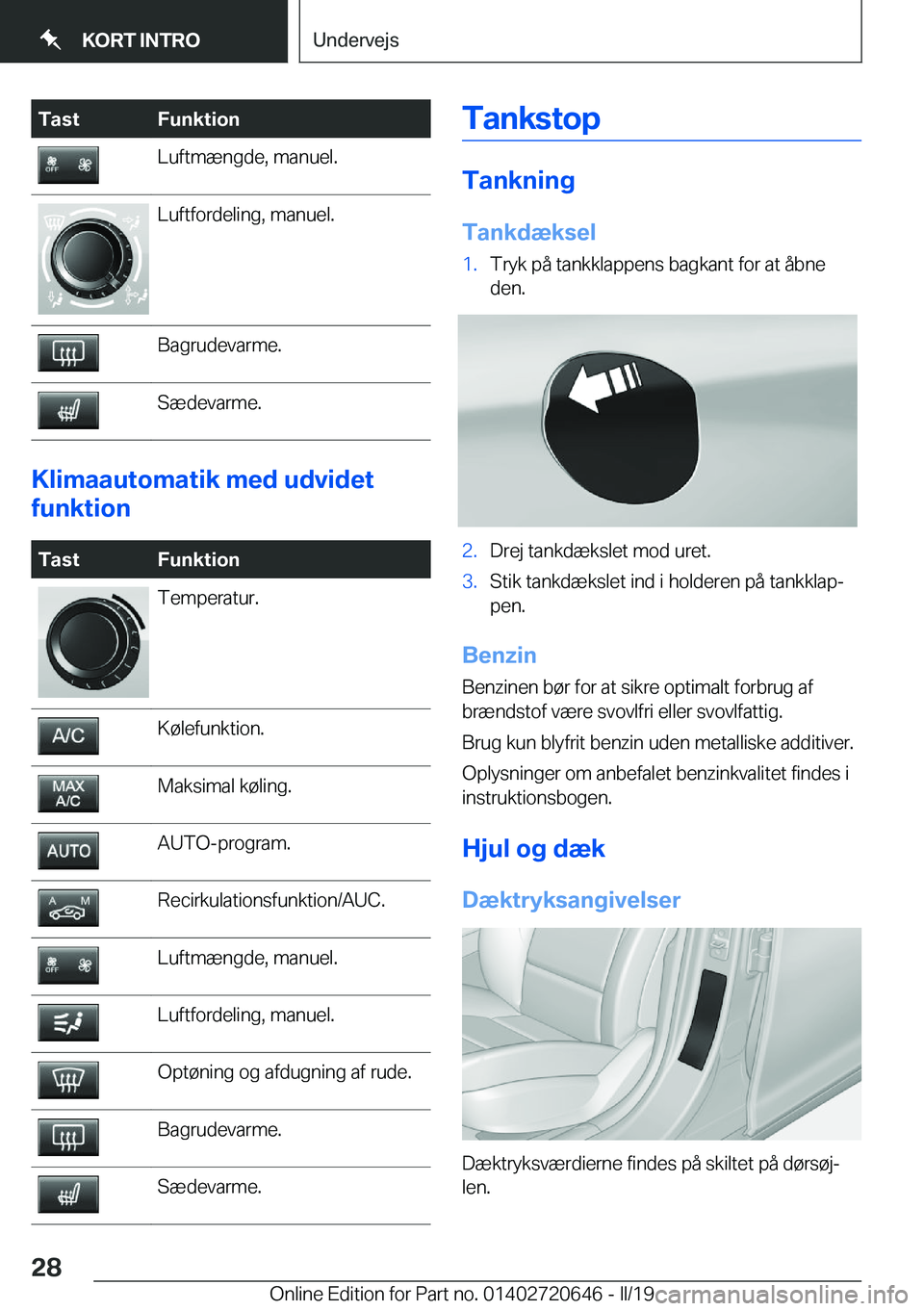 BMW M2 2020  InstruktionsbØger (in Danish) �T�a�s�t�F�u�n�k�t�i�o�n�L�u�f�t�m�æ�n�g�d�e�,��m�a�n�u�e�l�.�L�u�f�t�f�o�r�d�e�l�i�n�g�,��m�a�n�u�e�l�.�B�a�g�r�u�d�e�v�a�r�m�e�.�S�æ�d�e�v�a�r�m�e�.
�K�l�i�m�a�a�u�t�o�m�a�t�i�k��m�e�d��u�d�v�