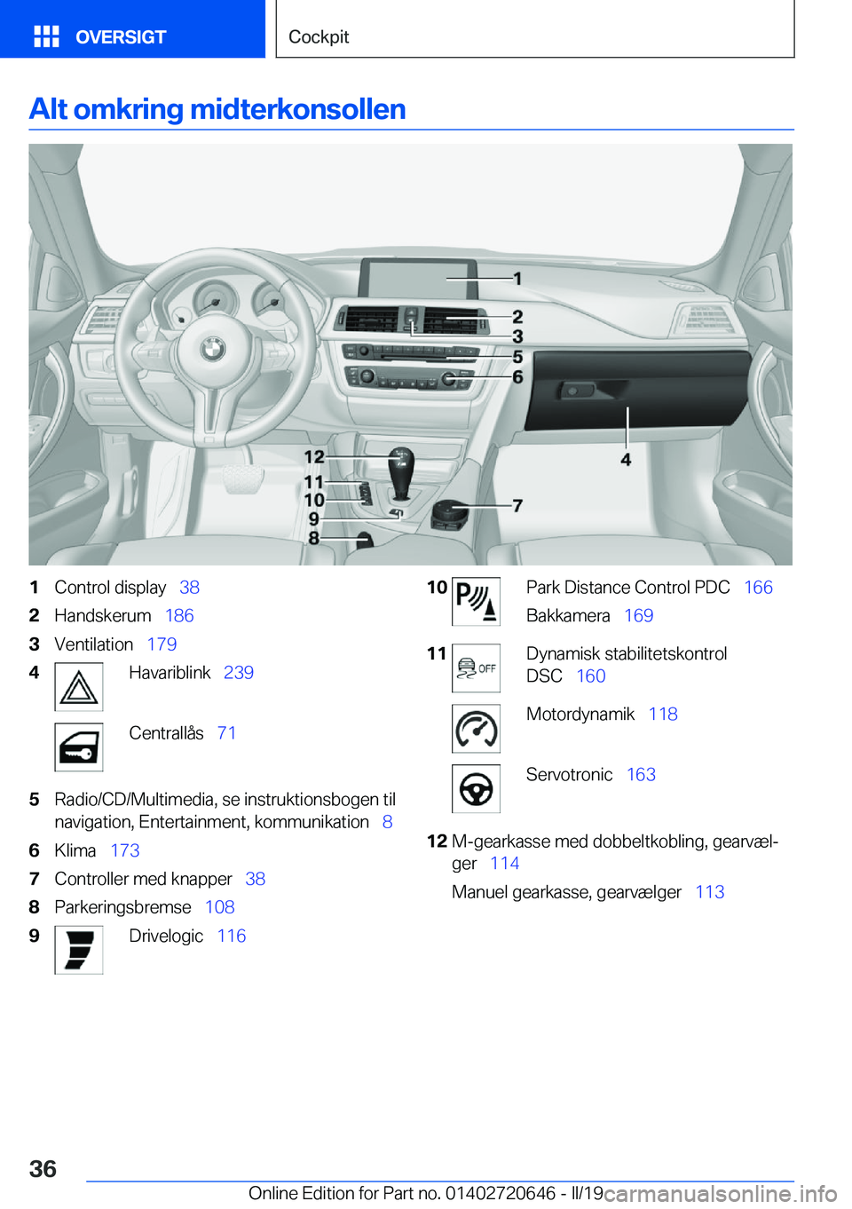 BMW M2 2020  InstruktionsbØger (in Danish) �A�l�t��o�m�k�r�i�n�g��m�i�d�t�e�r�k�o�n�s�o�l�l�e�n�1�C�o�n�t�r�o�l��d�i�s�p�l�a�y\_�3�8�2�H�a�n�d�s�k�e�r�u�m\_�1�8�6�3�V�e�n�t�i�l�a�t�i�o�n\_�1�7�9�4�H�a�v�a�r�i�b�l�i�n�k\_ �2�3�9�C�e�