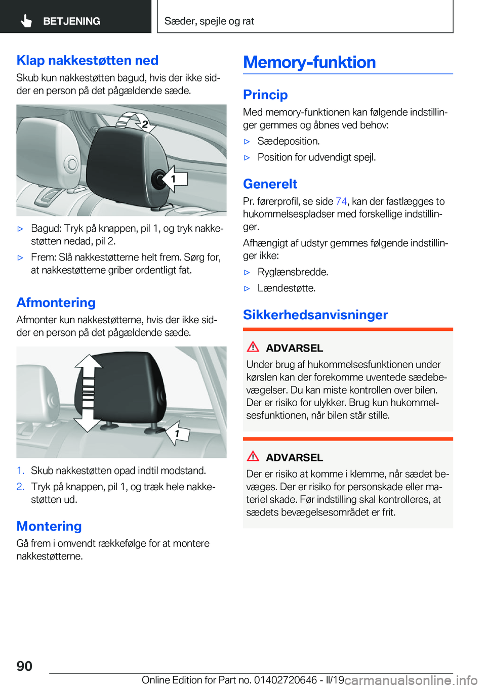 BMW M2 2020  InstruktionsbØger (in Danish) �K�l�a�p��n�a�k�k�e�s�t�