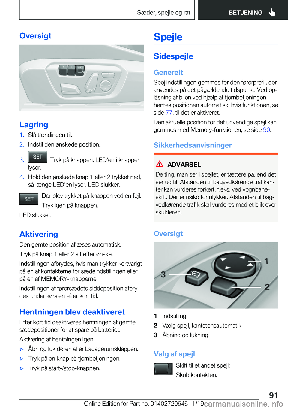 BMW M2 2020  InstruktionsbØger (in Danish) �O�v�e�r�s�i�g�t
�L�a�g�r�i�n�g
�1�.�S�l�å��t�æ�n�d�i�n�g�e�n��t�i�l�.�2�.�I�n�d�s�t�i�l��d�e�n��