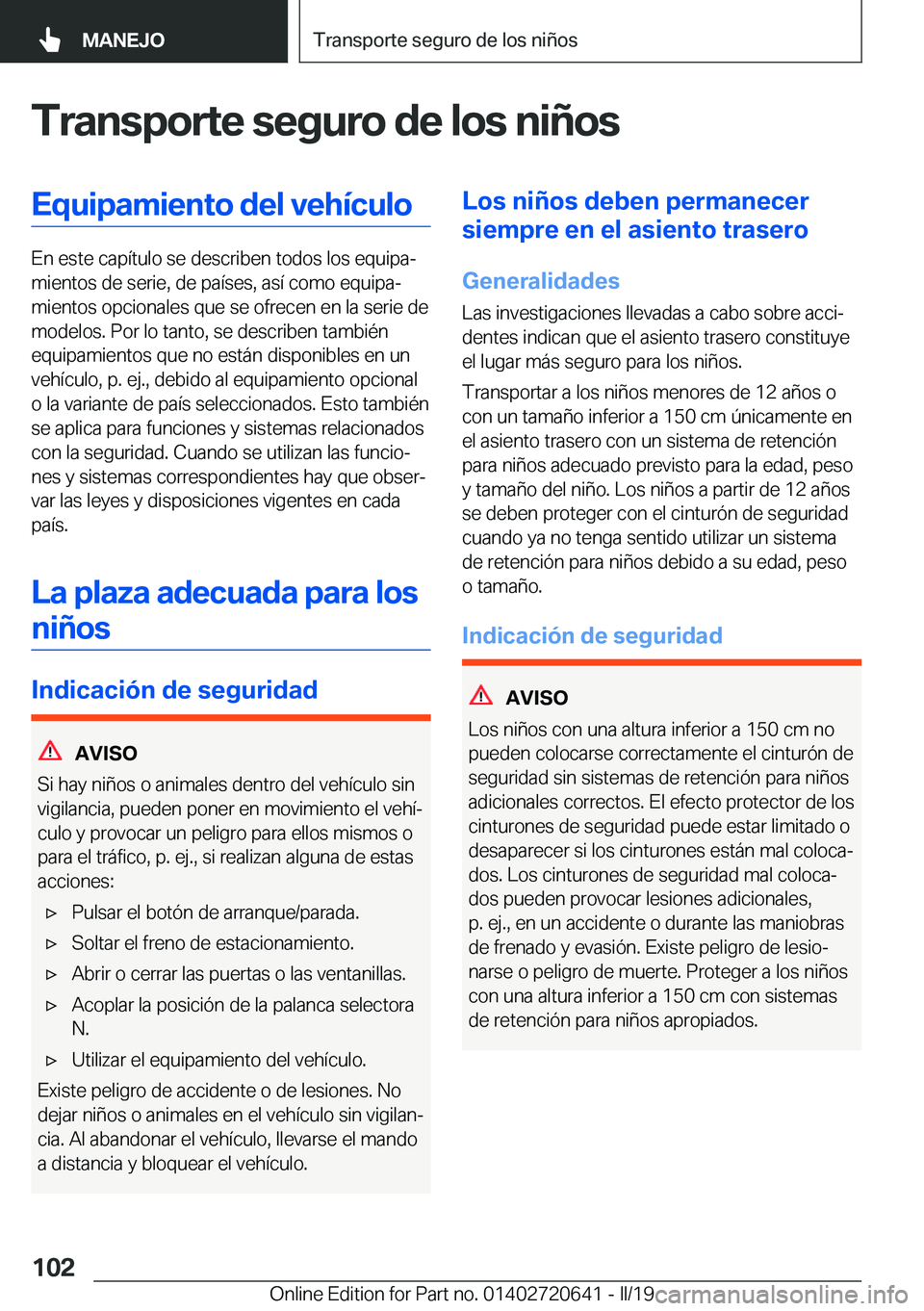 BMW M2 2020  Manuales de Empleo (in Spanish) �T�r�a�n�s�p�o�r�t�e��s�e�g�u�r�o��d�e��l�o�s��n�i�
