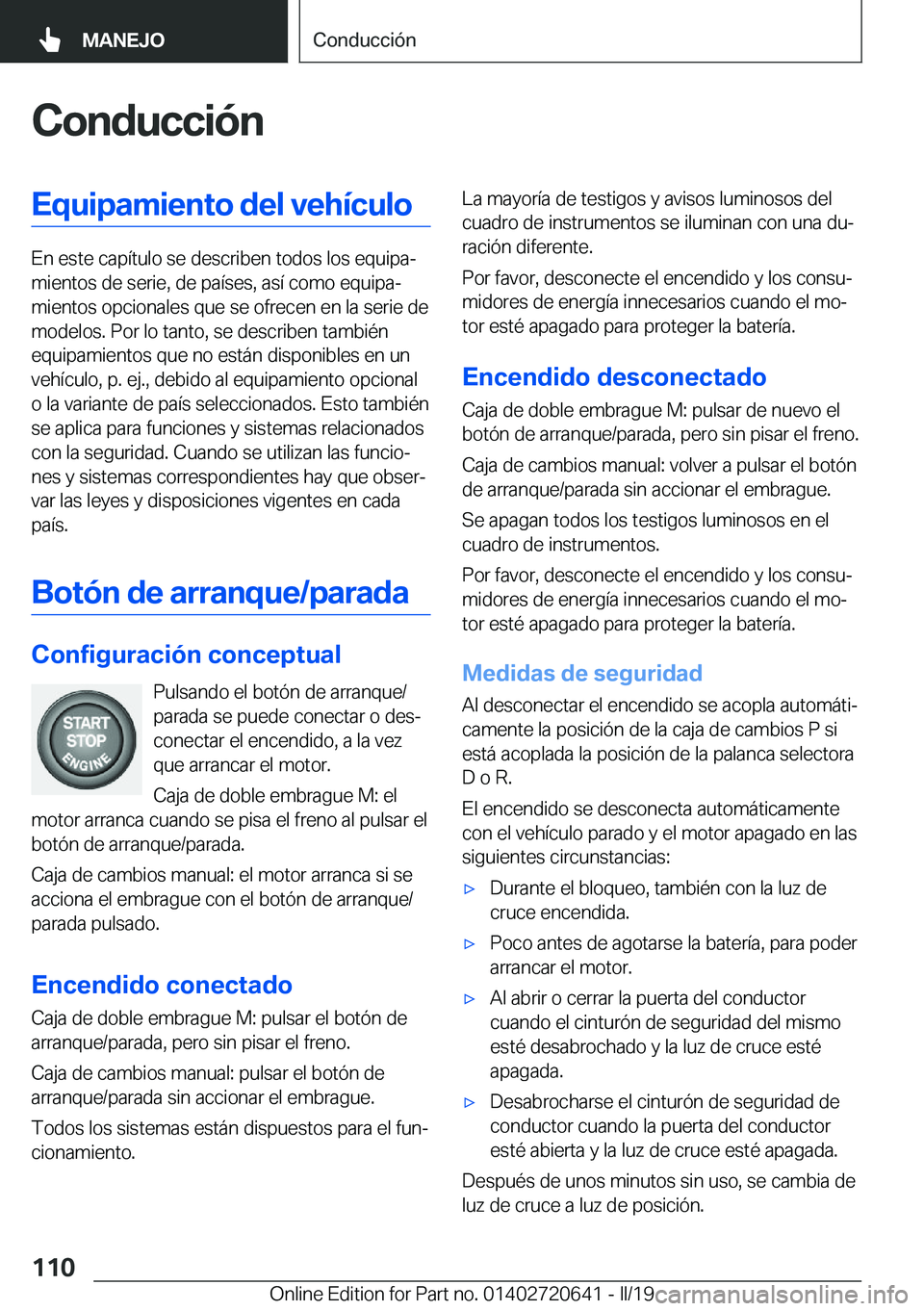 BMW M2 2020  Manuales de Empleo (in Spanish) �C�o�n�d�u�c�c�i�