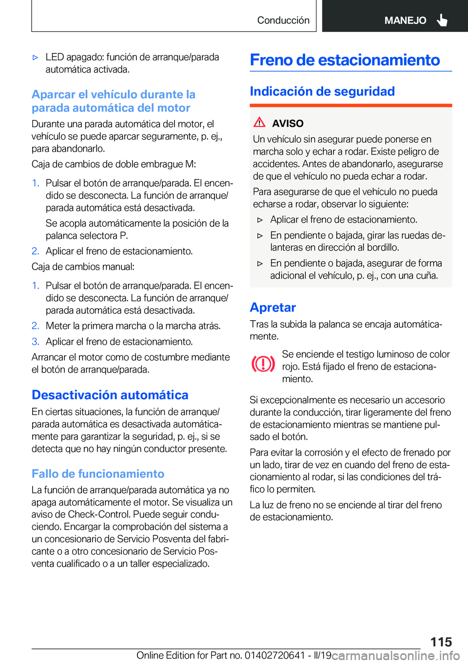 BMW M2 2020  Manuales de Empleo (in Spanish) x�L�E�D��a�p�a�g�a�d�o�:��f�u�n�c�i�