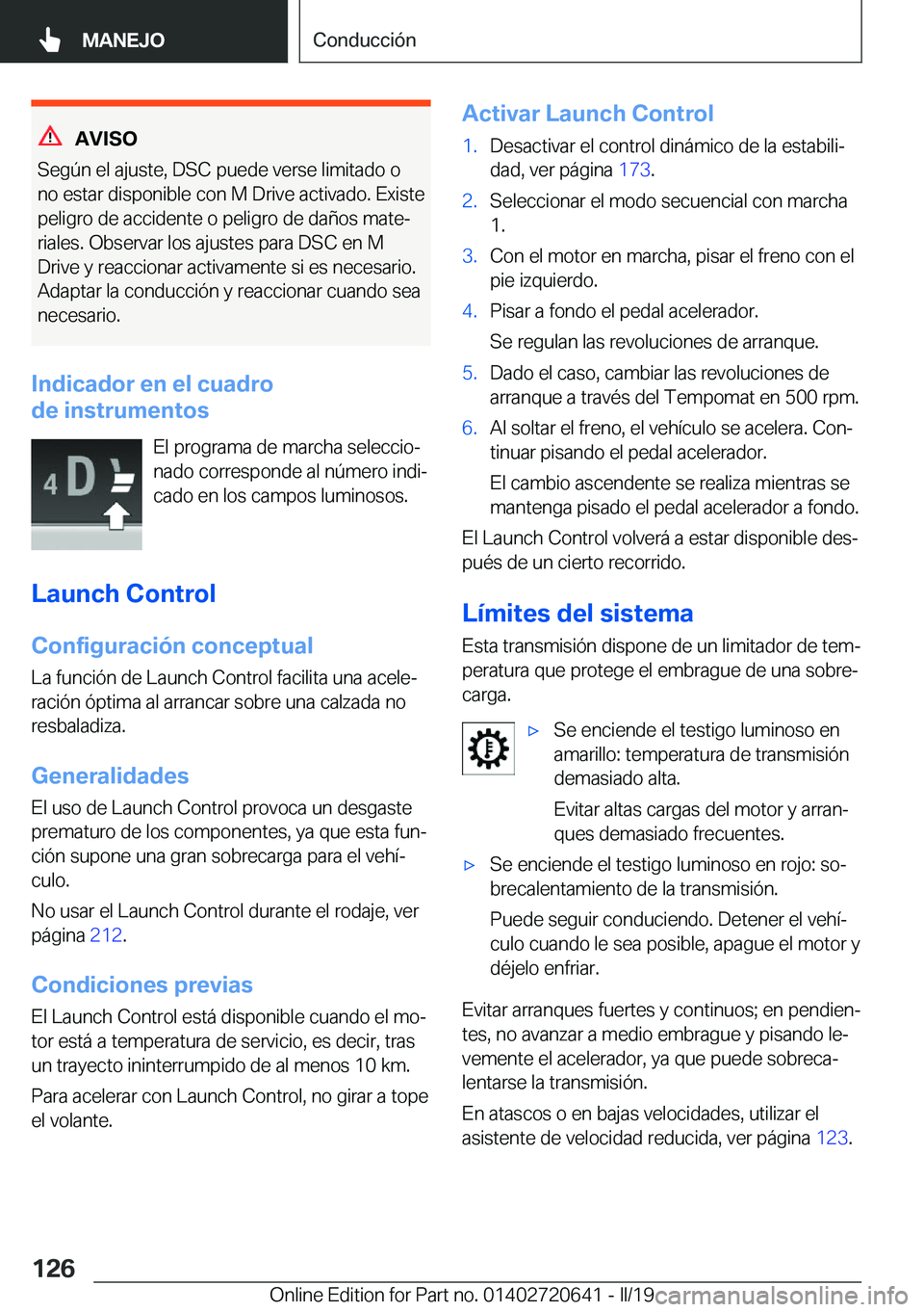 BMW M2 2020  Manuales de Empleo (in Spanish) �A�V�I�S�O
�S�e�g�