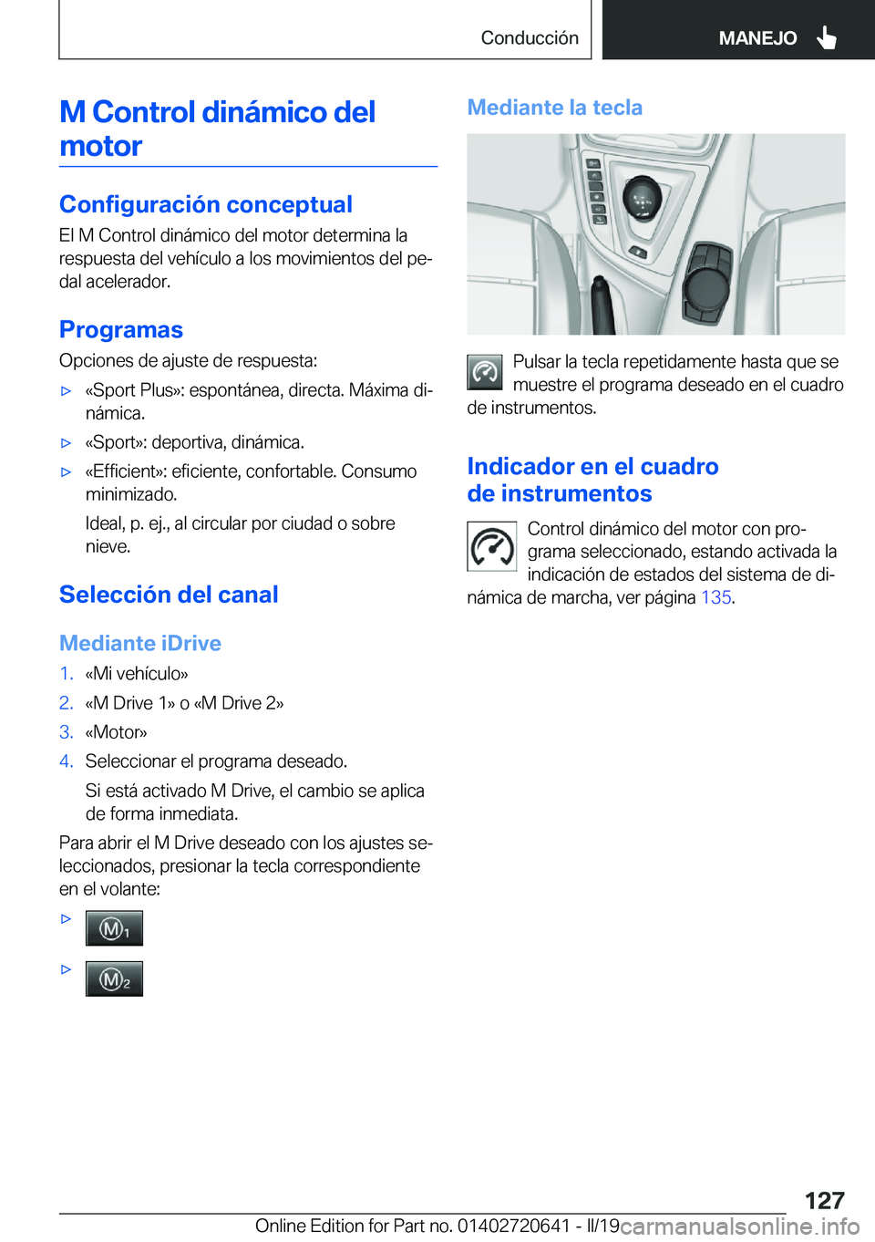 BMW M2 2020  Manuales de Empleo (in Spanish) �M��C�o�n�t�r�o�l��d�i�n�