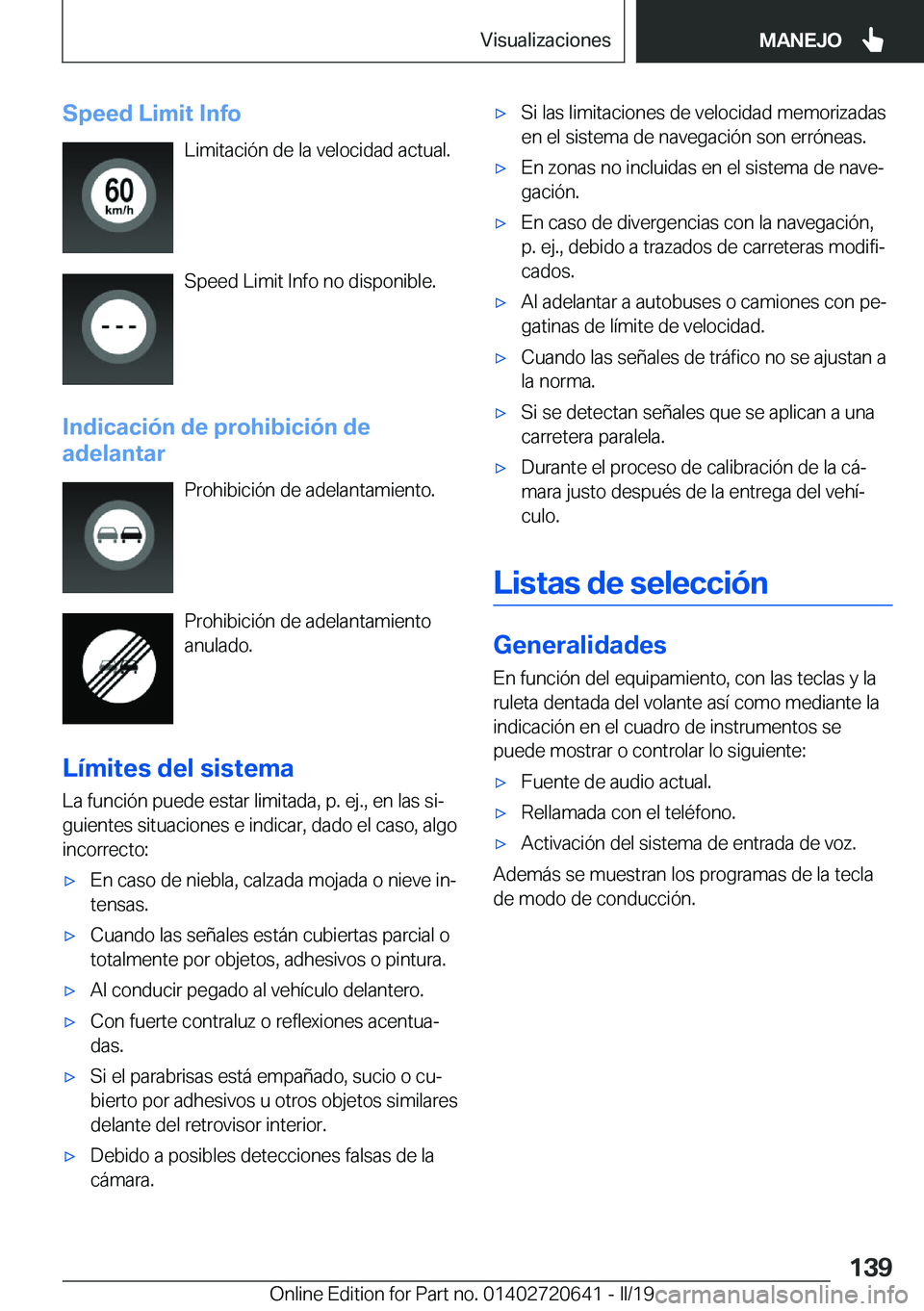 BMW M2 2020  Manuales de Empleo (in Spanish) �S�p�e�e�d��L�i�m�i�t��I�n�f�o�L�i�m�i�t�a�c�i�