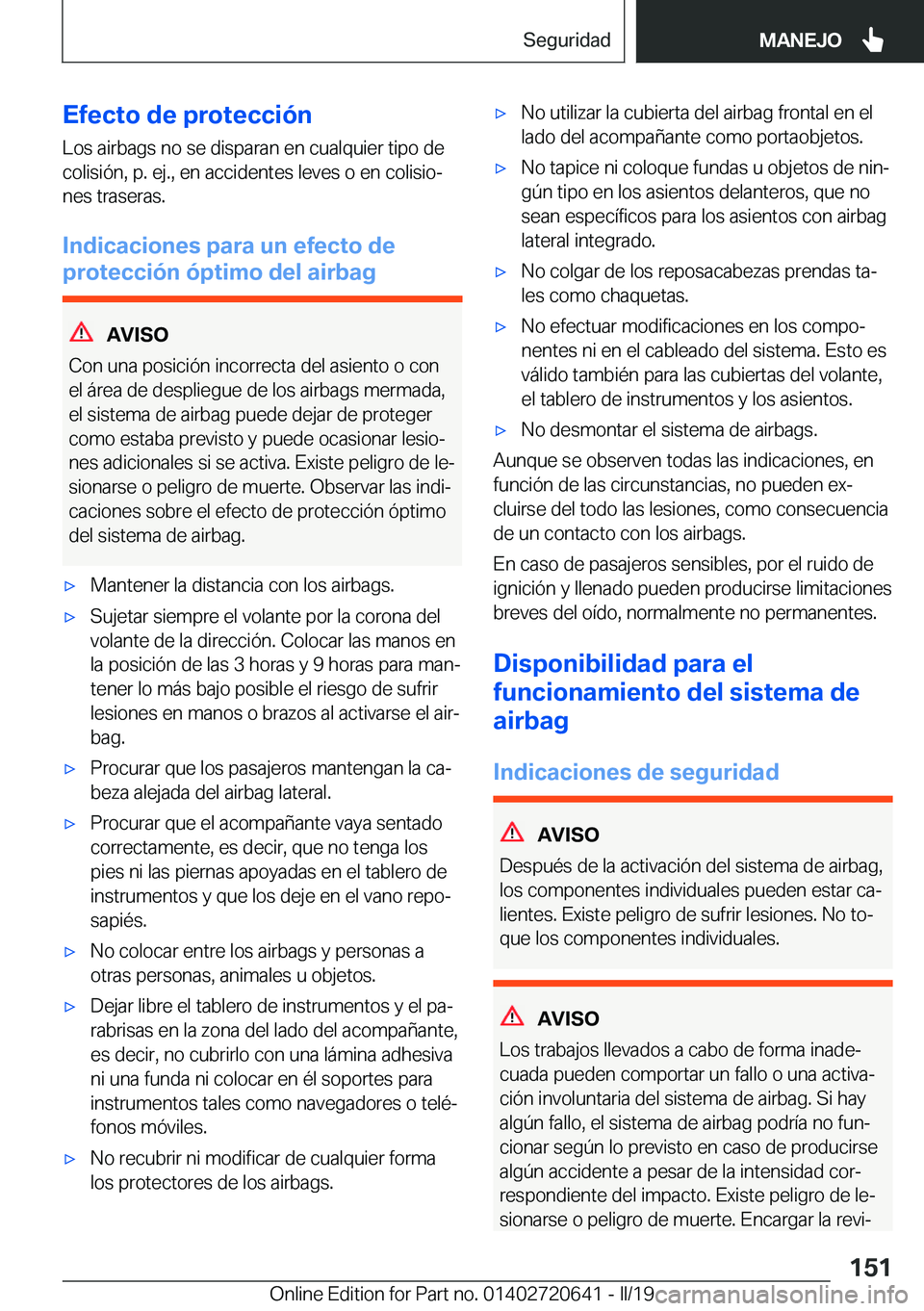 BMW M2 2020  Manuales de Empleo (in Spanish) �E�f�e�c�t�o��d�e��p�r�o�t�e�c�c�i�