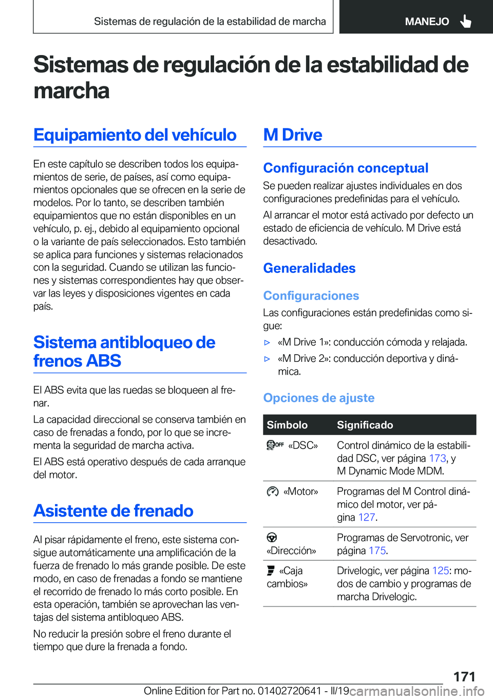 BMW M2 2020  Manuales de Empleo (in Spanish) �S�i�s�t�e�m�a�s��d�e��r�e�g�u�l�a�c�i�