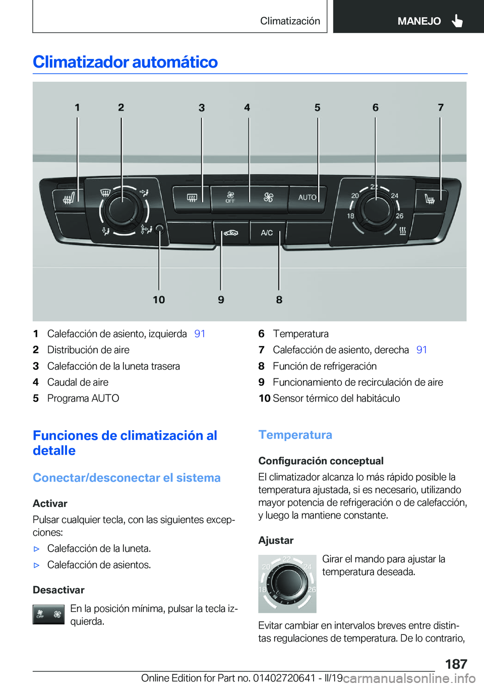 BMW M2 2020  Manuales de Empleo (in Spanish) �C�l�i�m�a�t�i�z�a�d�o�r��a�u�t�o�m�