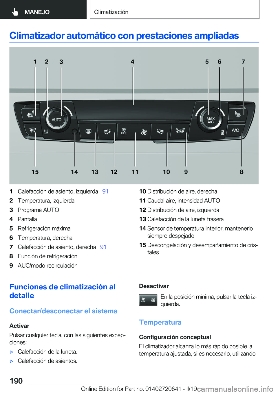 BMW M2 2020  Manuales de Empleo (in Spanish) �C�l�i�m�a�t�i�z�a�d�o�r��a�u�t�o�m�