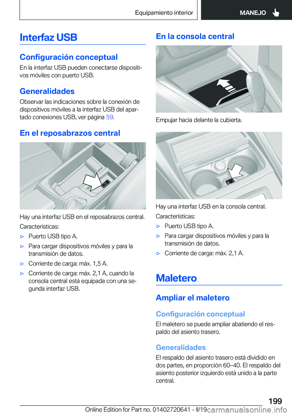 BMW M2 2020  Manuales de Empleo (in Spanish) �I�n�t�e�r�f�a�z��U�S�B
�C�o�n�f�i�g�u�r�a�c�i�