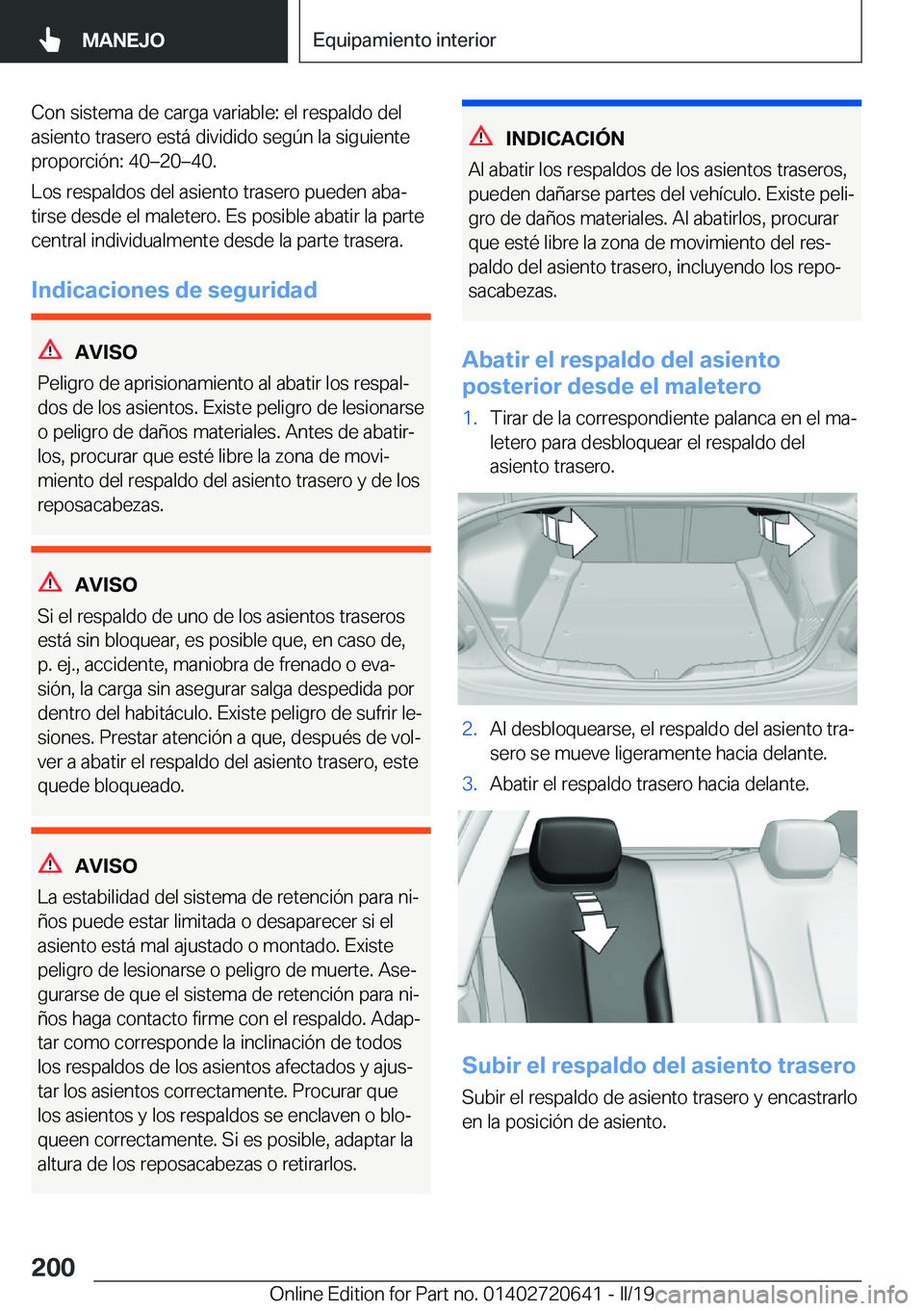 BMW M2 2020  Manuales de Empleo (in Spanish) �C�o�n��s�i�s�t�e�m�a��d�e��c�a�r�g�a��v�a�r�i�a�b�l�e�:��e�l��r�e�s�p�a�l�d�o��d�e�l�a�s�i�e�n�t�o��t�r�a�s�e�r�o��e�s�t�