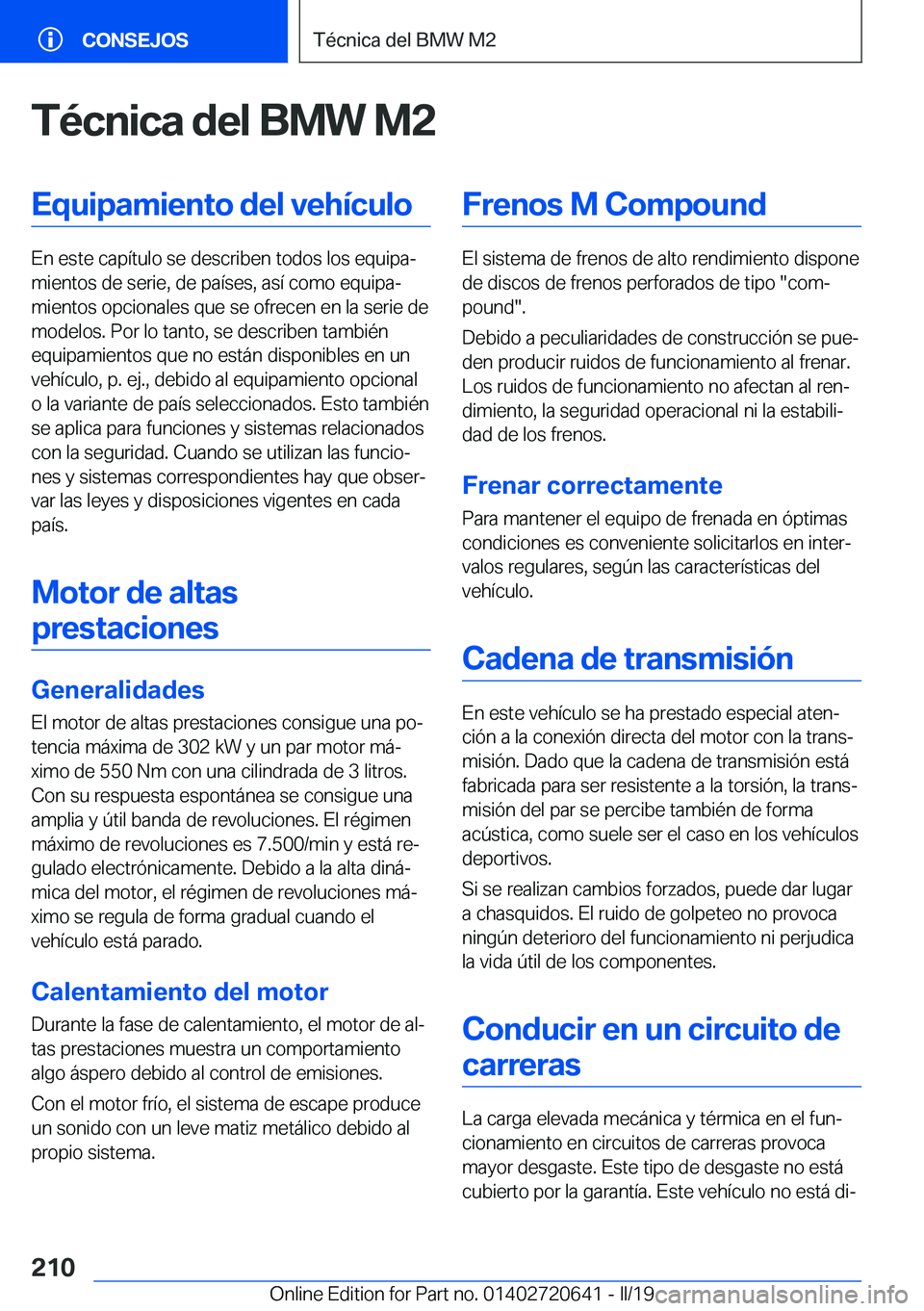 BMW M2 2020  Manuales de Empleo (in Spanish) �T�