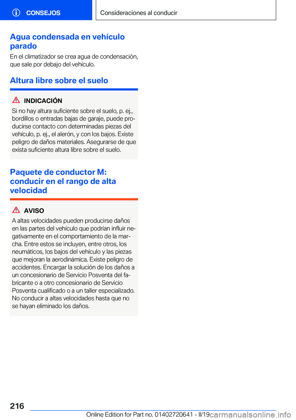 BMW M2 2020  Manuales de Empleo (in Spanish) �A�g�u�a��c�o�n�d�e�n�s�a�d�a��e�n��v�e�h�