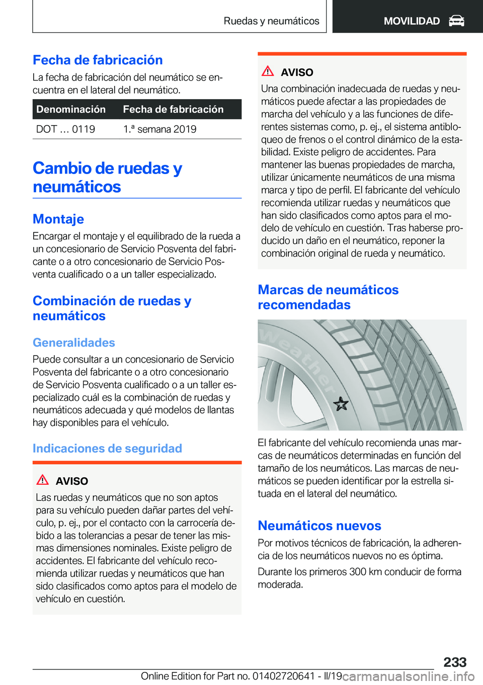 BMW M2 2020  Manuales de Empleo (in Spanish) �F�e�c�h�a��d�e��f�a�b�r�i�c�a�c�i�