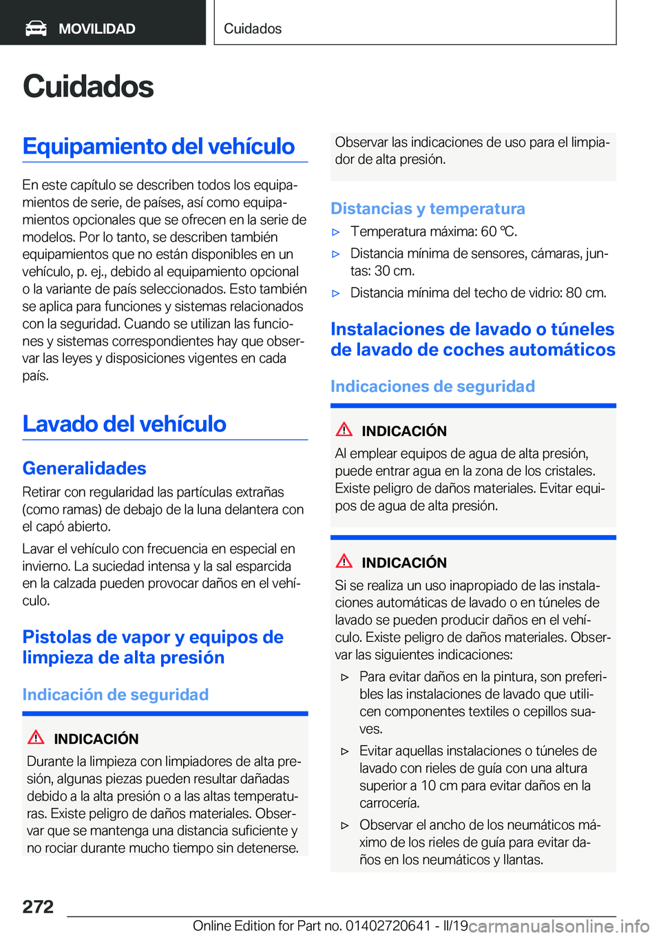 BMW M2 2020  Manuales de Empleo (in Spanish) �C�u�i�d�a�d�o�s�E�q�u�i�p�a�m�i�e�n�t�o��d�e�l��v�e�h�