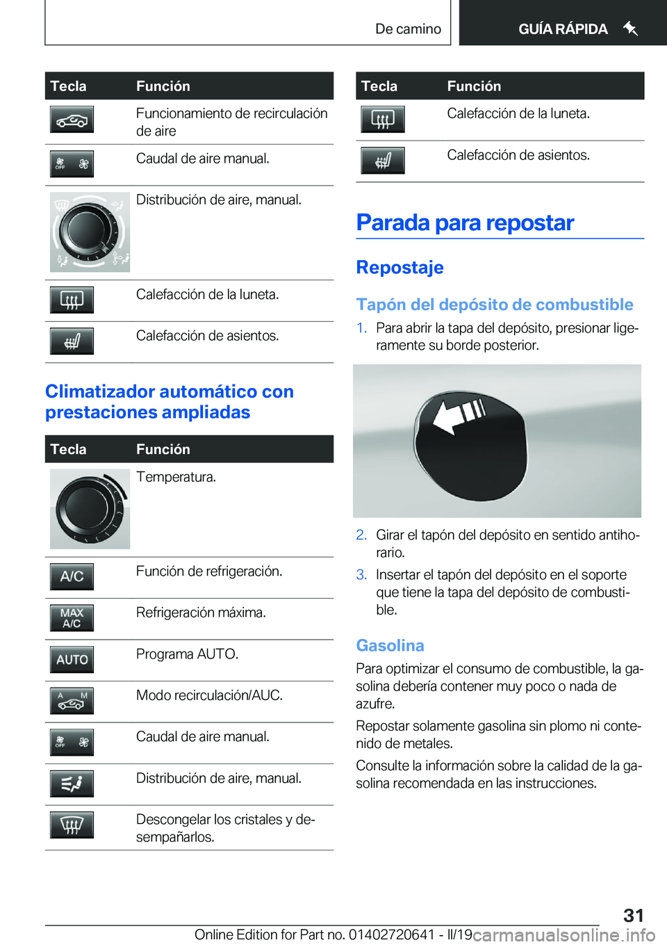 BMW M2 2020  Manuales de Empleo (in Spanish) �T�e�c�l�a�F�u�n�c�i�