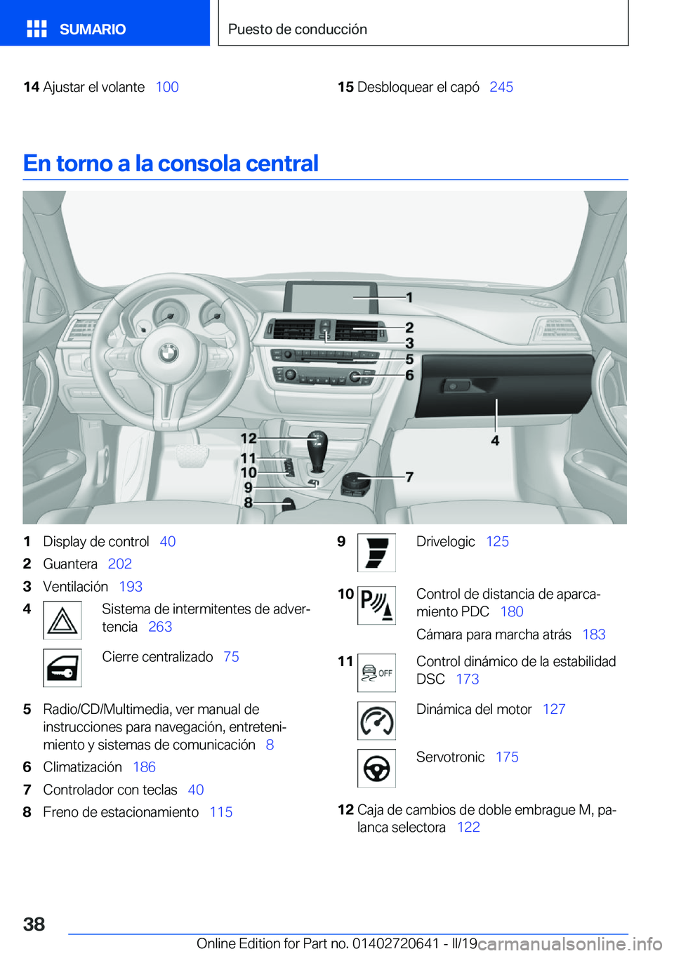 BMW M2 2020  Manuales de Empleo (in Spanish) �1�4�A�j�u�s�t�a�r��e�l��v�o�l�a�n�t�e\_�1�0�0�1�5�D�e�s�b�l�o�q�u�e�a�r��e�l��c�a�p�