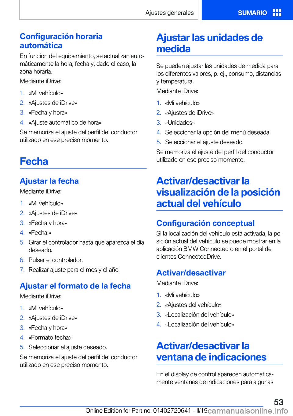 BMW M2 2020  Manuales de Empleo (in Spanish) �C�o�n�f�i�g�u�r�a�c�i�