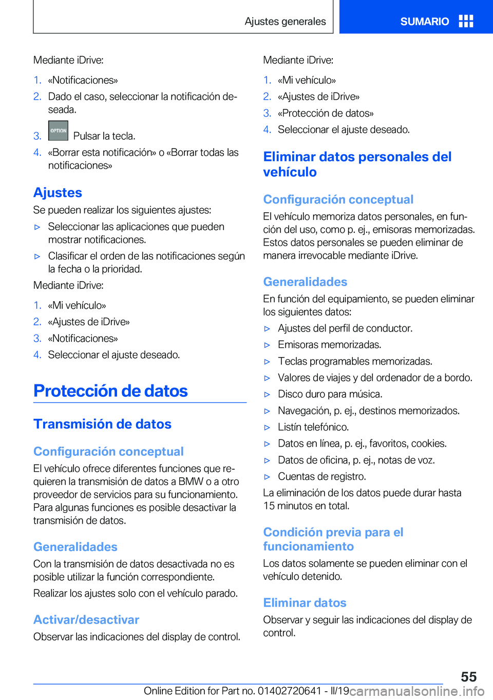 BMW M2 2020  Manuales de Empleo (in Spanish) �M�e�d�i�a�n�t�e��i�D�r�i�v�e�:�1�.�«�N�o�t�i�f�i�c�a�c�i�o�n�e�s�{�2�.�D�a�d�o��e�l��c�a�s�o�,��s�e�l�e�c�c�i�o�n�a�r��l�a��n�o�t�i�f�i�c�a�c�i�