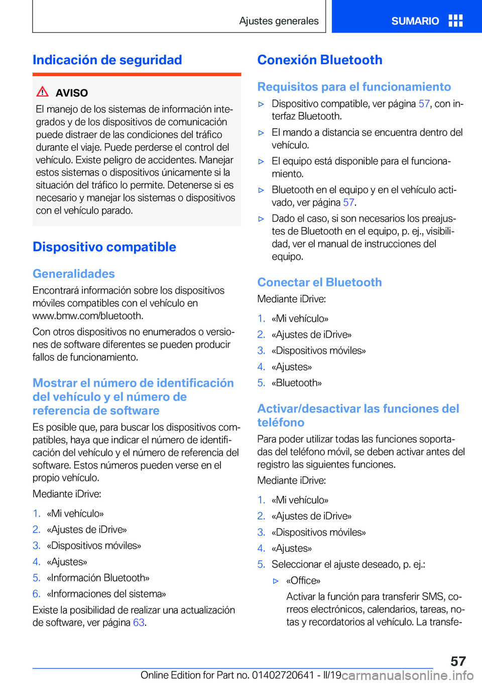 BMW M2 2020  Manuales de Empleo (in Spanish) �I�n�d�i�c�a�c�i�