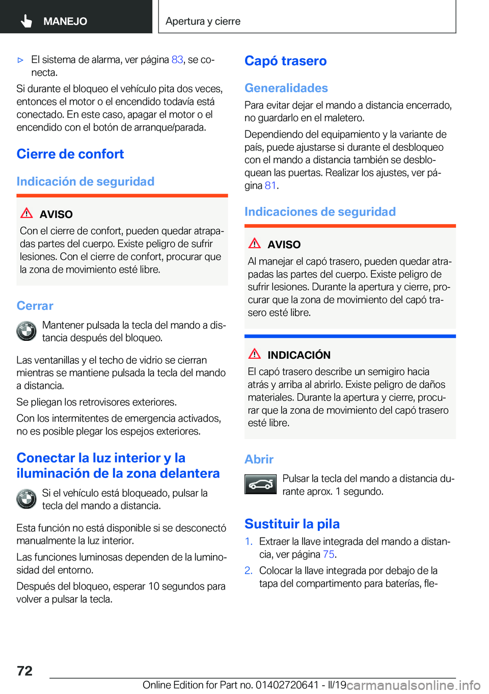 BMW M2 2020  Manuales de Empleo (in Spanish) x�E�l��s�i�s�t�e�m�a��d�e��a�l�a�r�m�a�,��v�e�r��p�