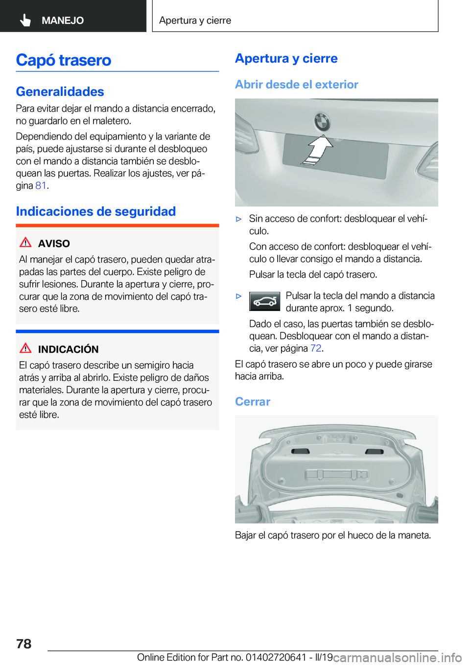 BMW M2 2020  Manuales de Empleo (in Spanish) �C�a�p�
