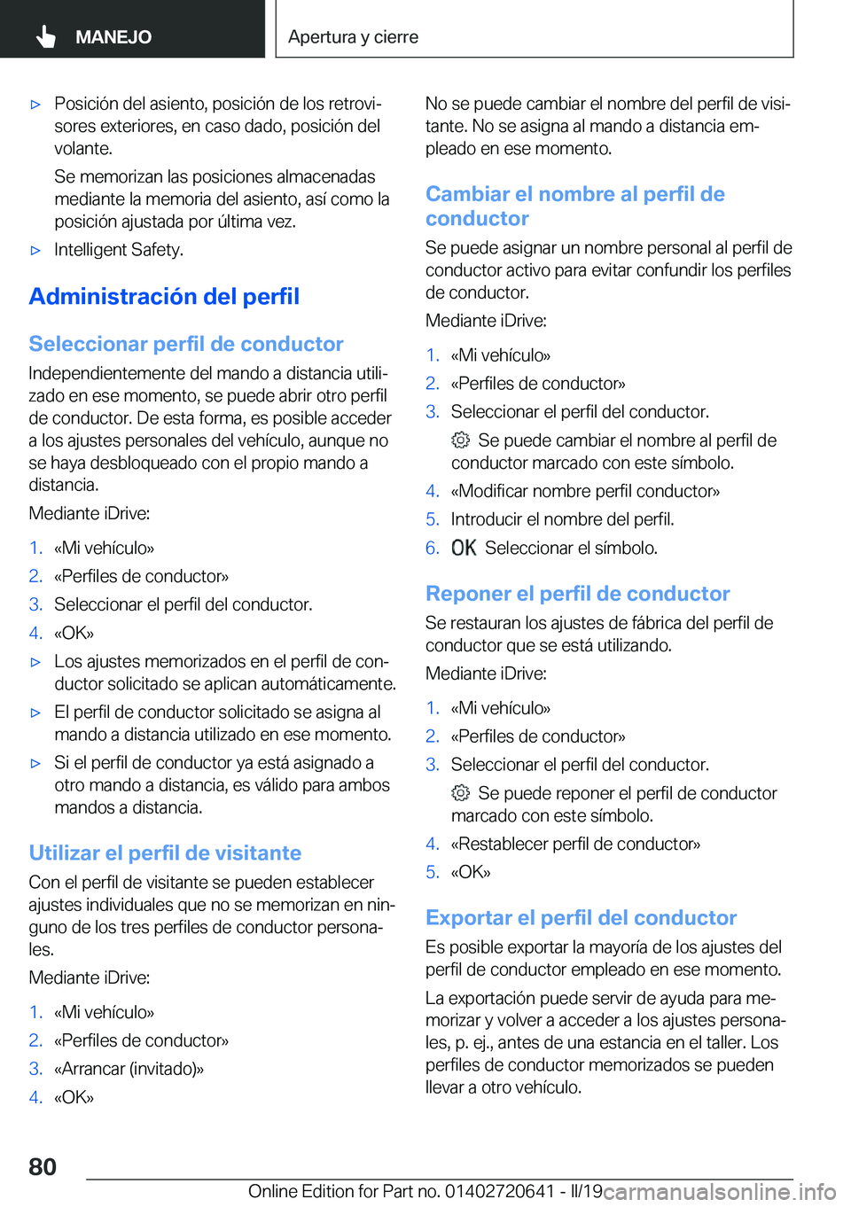 BMW M2 2020  Manuales de Empleo (in Spanish) x�P�o�s�i�c�i�