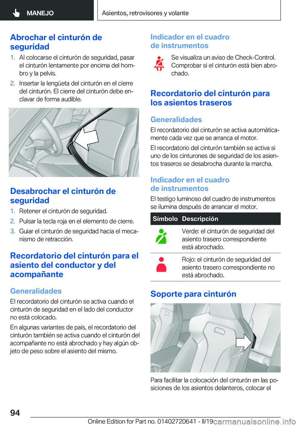 BMW M2 2020  Manuales de Empleo (in Spanish) �A�b�r�o�c�h�a�r��e�l��c�i�n�t�u�r�
