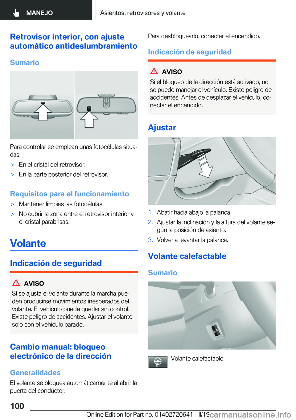 BMW M2 2020  Manuales de Empleo (in Spanish) �R�e�t�r�o�v�i�s�o�r��i�n�t�e�r�i�o�r�,��c�o�n��a�j�u�s�t�e
�a�u�t�o�m�