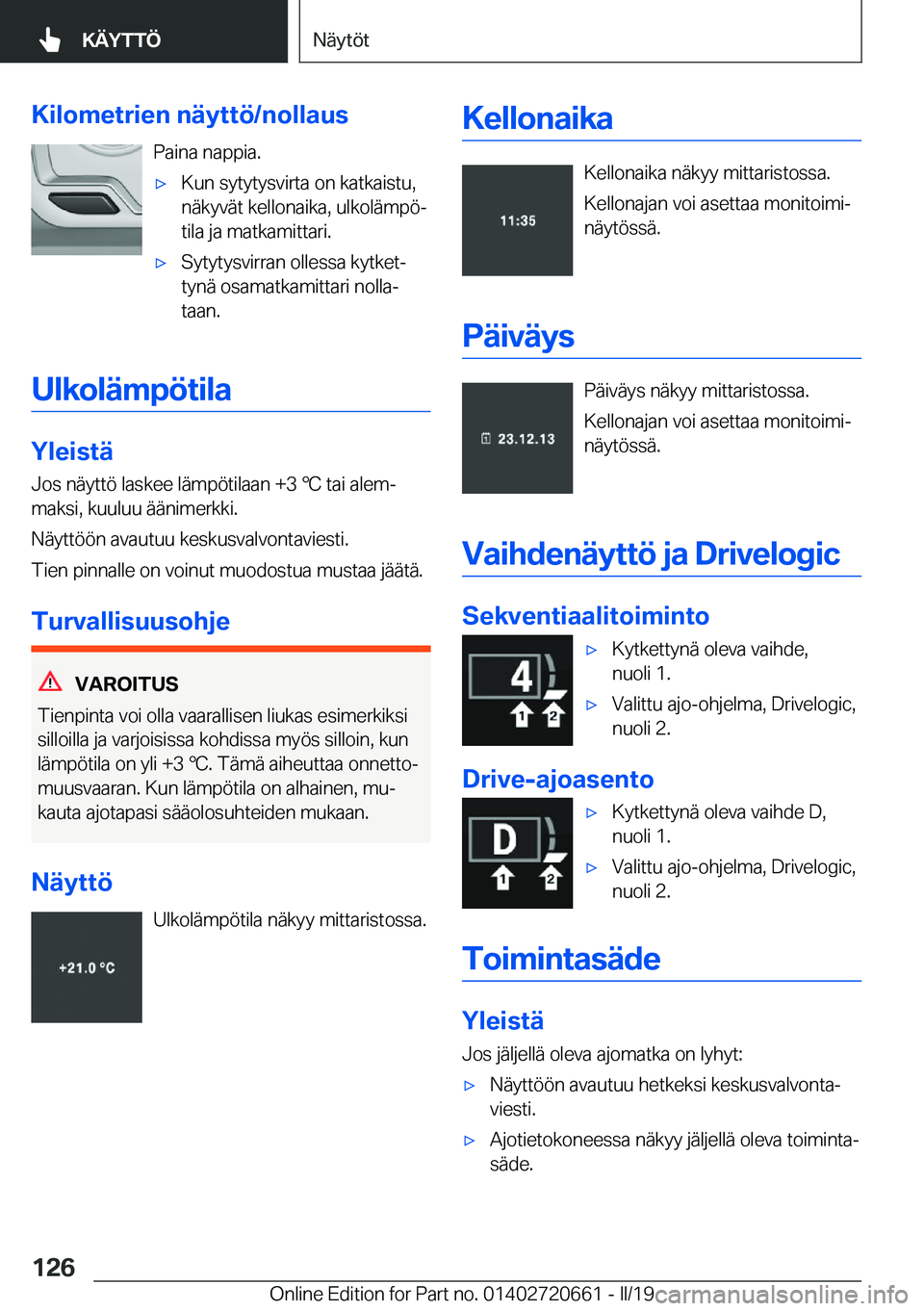 BMW M2 2020  Omistajan Käsikirja (in Finnish) �K�i�l�o�m�e�t�r�i�e�n��n�