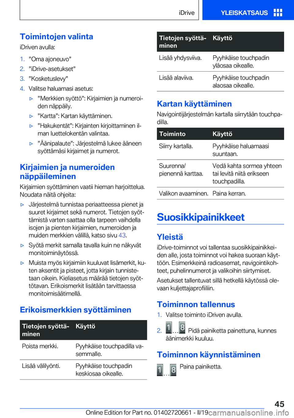 BMW M2 2020  Omistajan Käsikirja (in Finnish) �T�o�i�m�i�n�t�o�j�e�n��v�a�l�i�n�t�a
�i�D�r�i�v�e�n��a�v�u�l�l�a�:�1�.w�O�m�a��a�j�o�n�e�u�v�ow�2�.w�i�D�r�i�v�e�-�a�s�e�t�u�k�s�e�tw�3�.w�K�o�s�k�e�t�u�s�l�e�v�yw�4�.�V�a�l�i�t�s�e��h�a�l�