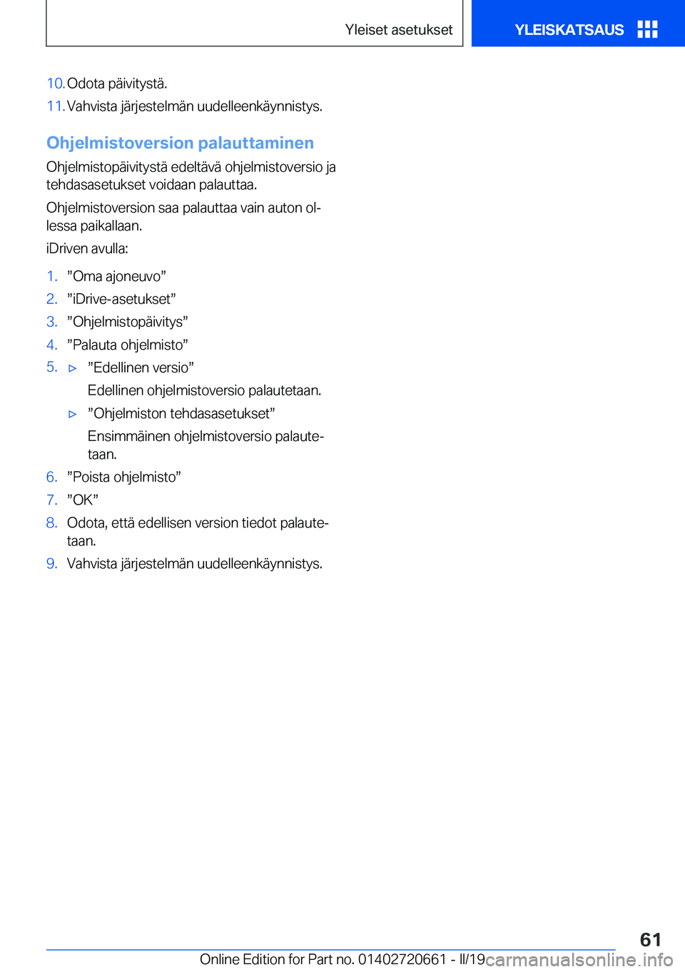 BMW M2 2020  Omistajan Käsikirja (in Finnish) �1�0�.�O�d�o�t�a��p�