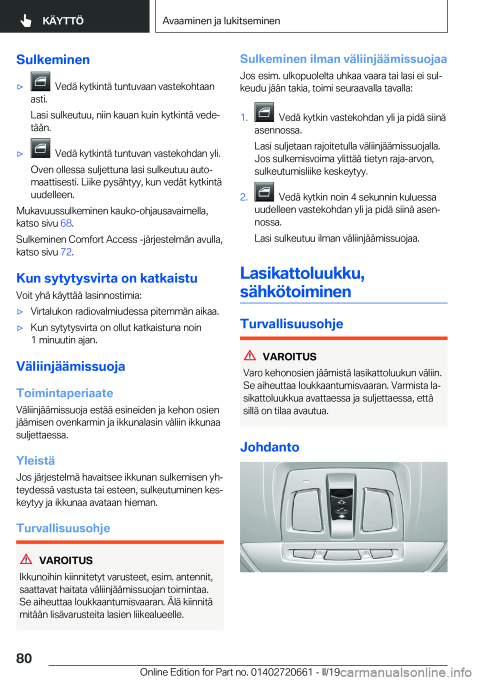 BMW M2 2020  Omistajan Käsikirja (in Finnish) �S�u�l�k�e�m�i�n�e�n'x���V�e�d�