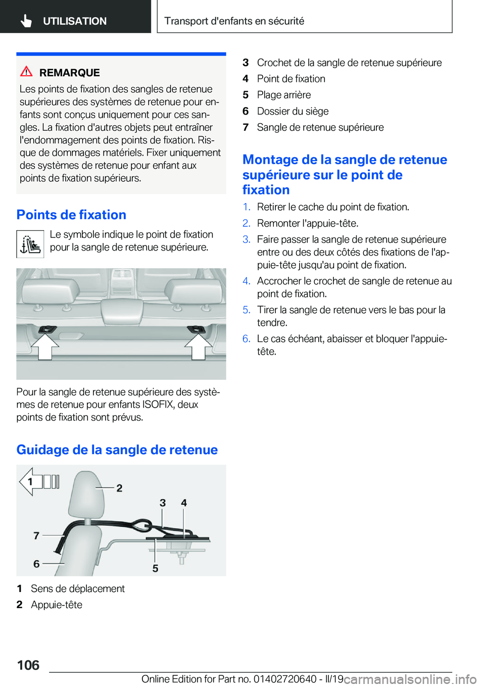 BMW M2 2020  Notices Demploi (in French) �R�E�M�A�R�Q�U�E
�L�e�s��p�o�i�n�t�s��d�e��f�i�x�a�t�i�o�n��d�e�s��s�a�n�g�l�e�s��d�e��r�e�t�e�n�u�e
�s�u�p�é�r�i�e�u�r�e�s��d�e�s��s�y�s�t�è�m�e�s��d�e��r�e�t�e�n�u�e��p�o�u�r��e�nj
�