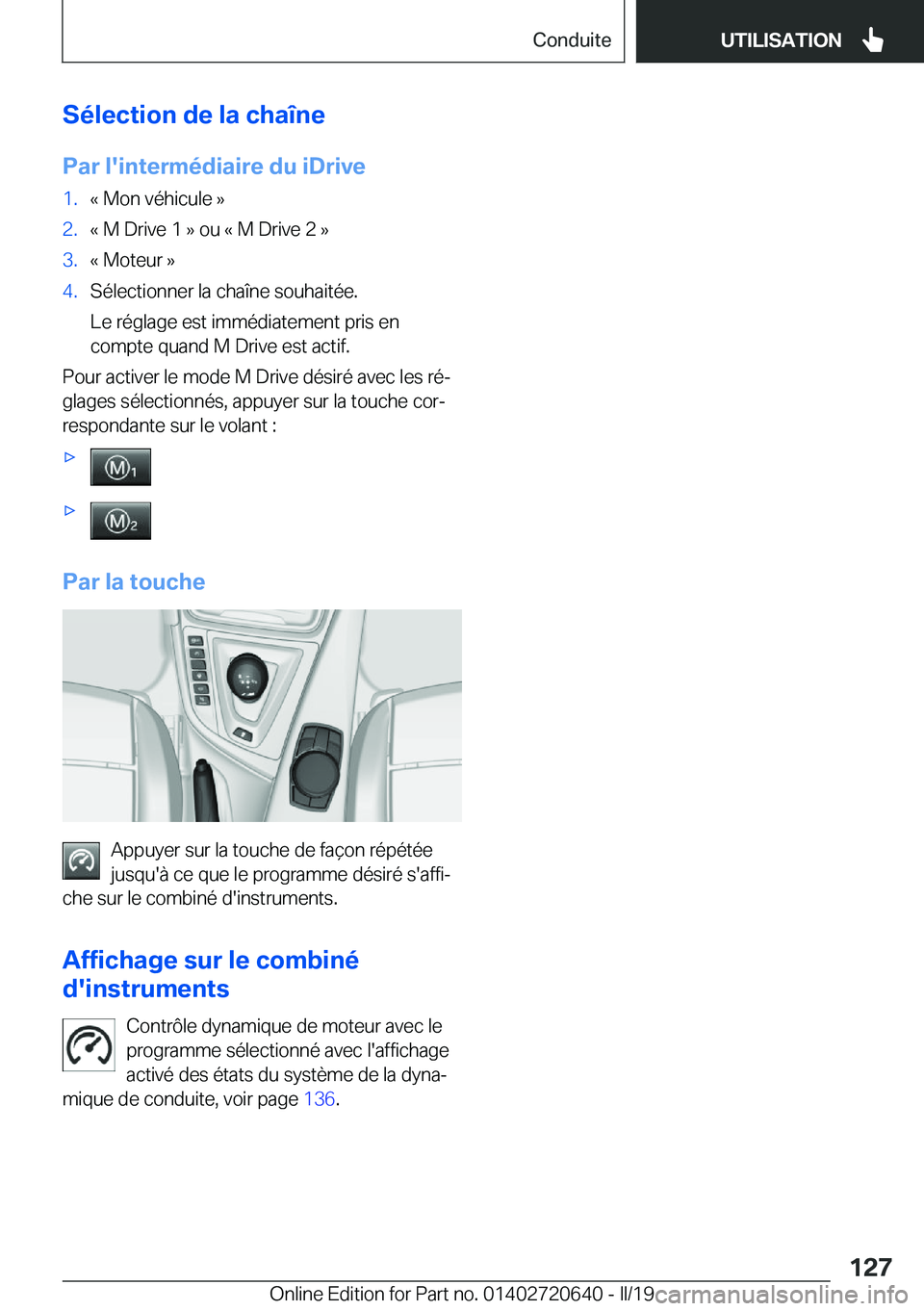 BMW M2 2020  Notices Demploi (in French) �S�é�l�e�c�t�i�o�n��d�e��l�a��c�h�a�