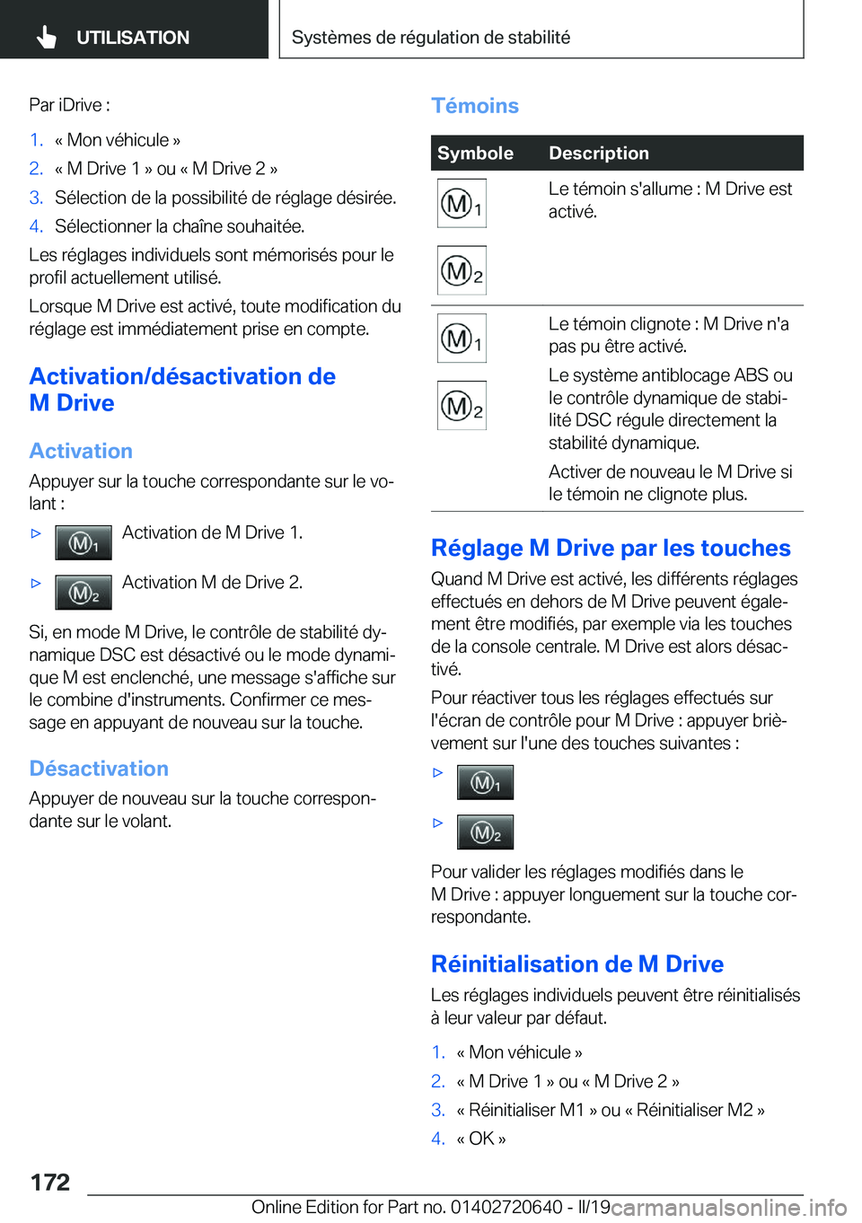 BMW M2 2020  Notices Demploi (in French) �P�a�r��i�D�r�i�v�e��:�1�.�k��M�o�n��v�é�h�i�c�u�l�e��{�2�.�k��M��D�r�i�v�e��1��{��o�u��k��M��D�r�i�v�e��2��{�3�.�S�é�l�e�c�t�i�o�n��d�e��l�a��p�o�s�s�i�b�i�l�i�t�é��d�e��r�é�g