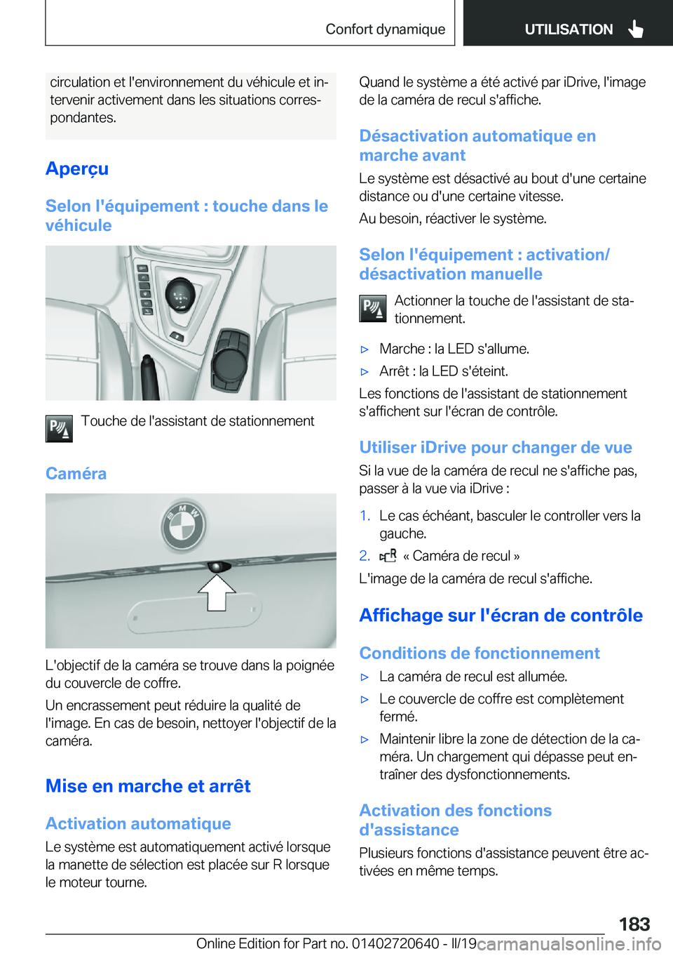 BMW M2 2020  Notices Demploi (in French) �c�i�r�c�u�l�a�t�i�o�n��e�t��l�'�e�n�v�i�r�o�n�n�e�m�e�n�t��d�u��v�é�h�i�c�u�l�e��e�t��i�nj�t�e�r�v�e�n�i�r��a�c�t�i�v�e�m�e�n�t��d�a�n�s��l�e�s��s�i�t�u�a�t�i�o�n�s��c�o�r�r�e�sj �p